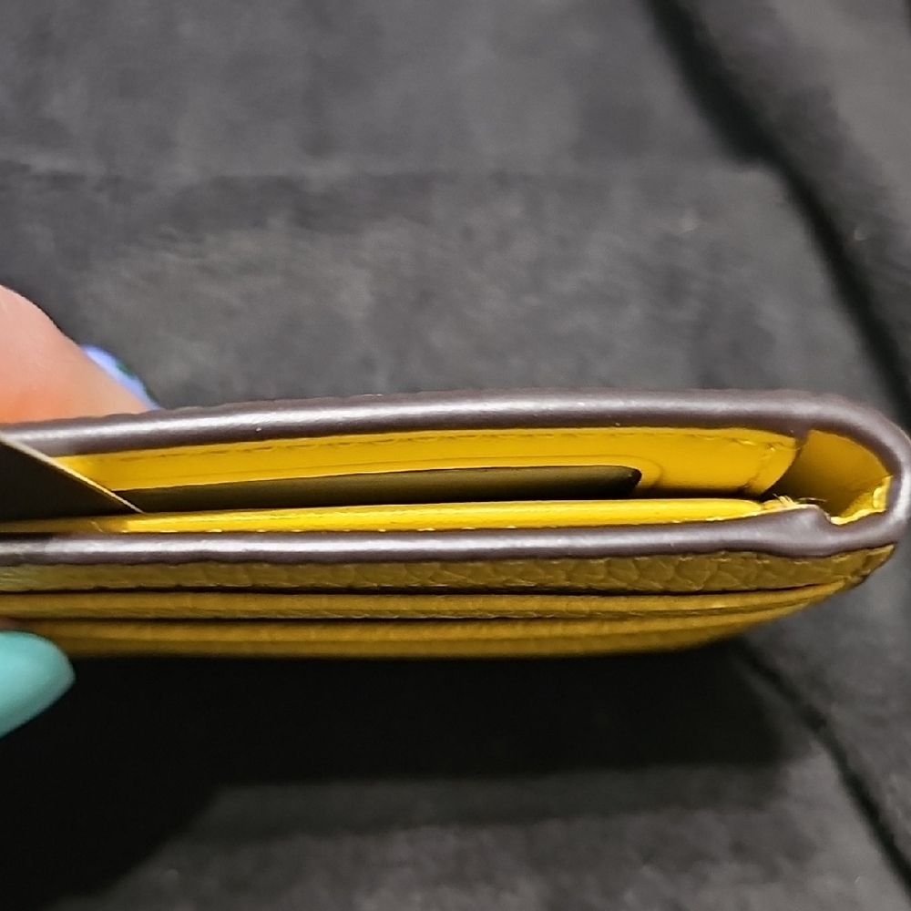 Michael Kors Yellow Pebbled Leather Card Wallet - Picture 4 of 4